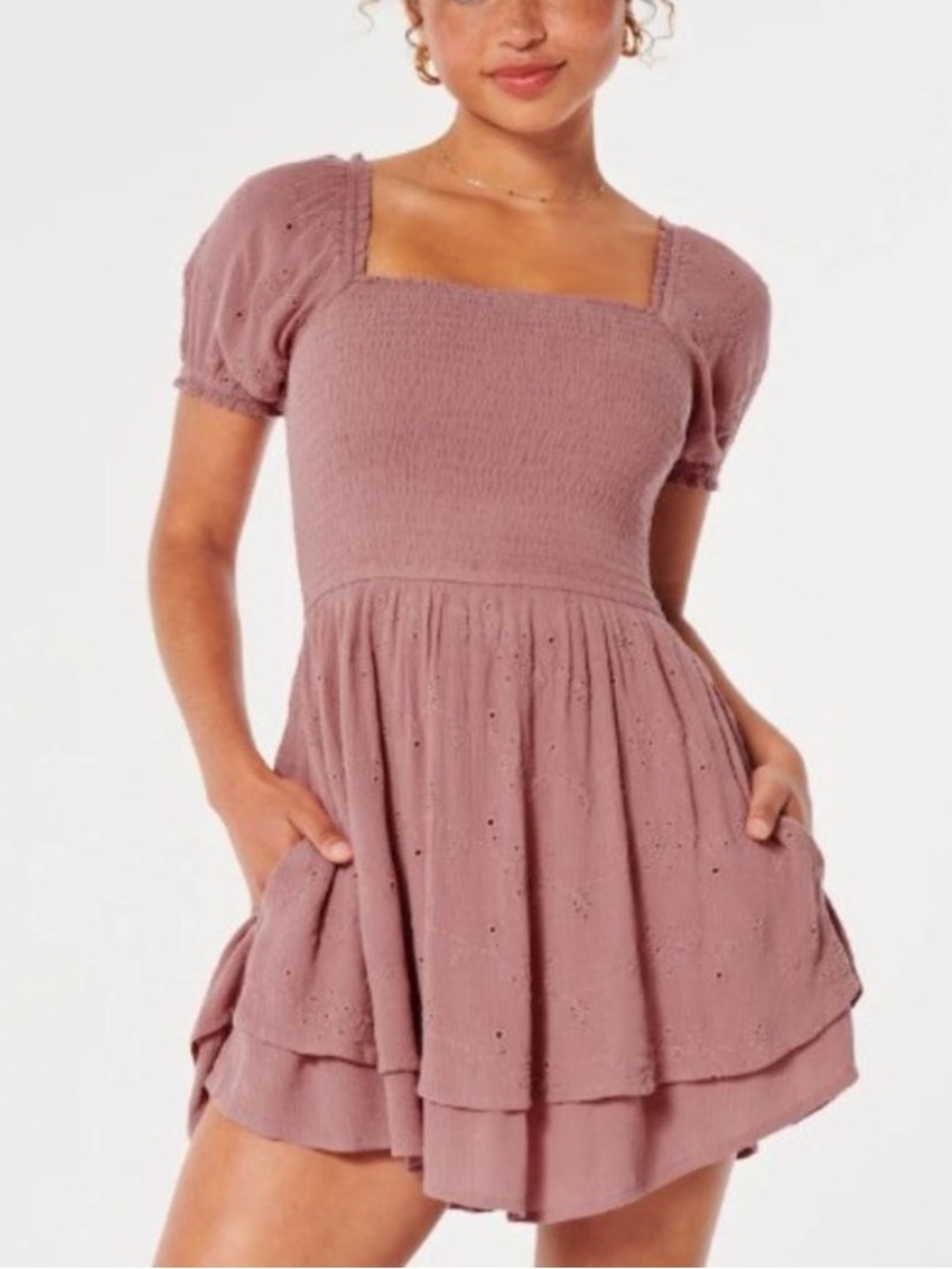 Hollister- Eyelet / Smocked Romper